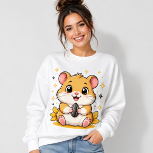 Cute Kawaii Hamster Printed Sweatshirt for Women – Cozy & Trendy Casual Wear